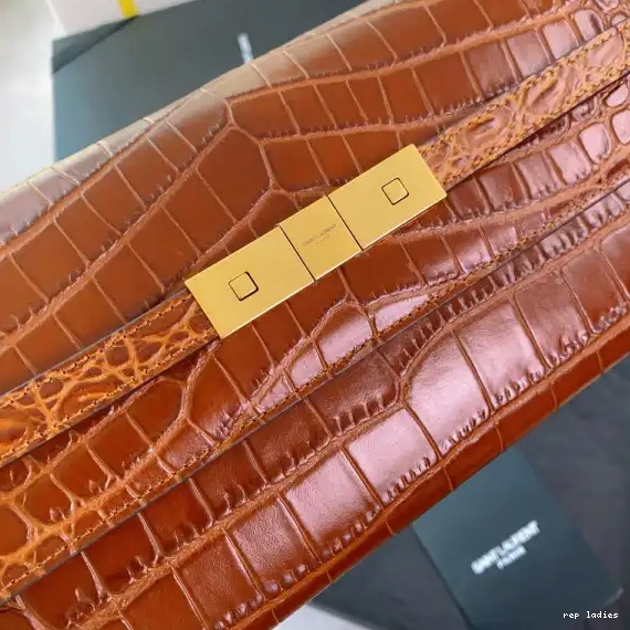 Repzbay REP YSL IN LEATHER CLUTCH MANHATTAN CROCODILE-EMBOSSED 0518
